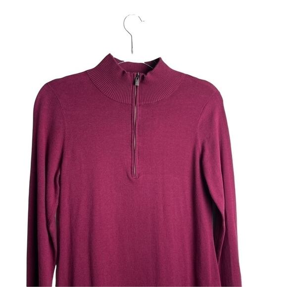 Tommy Bahama Women’s Burgundy Quarter Zip High Neck Merlot Sweater Dress SizeS/P - Picture 4 of 8